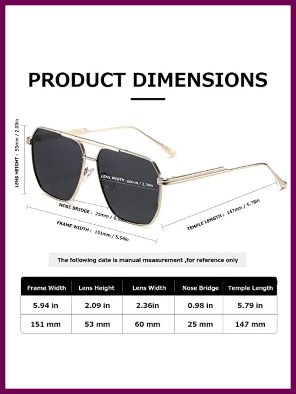 Polarized Square Sunglasses UV Protection Stainless Steel Frame